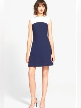 Kate Spade Funnel Neck
Sponge Crepe Colorblock navy & ivory mini dress Sz 4